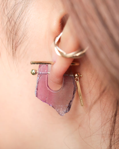 Rock Pierced Earring - Tourmaline -