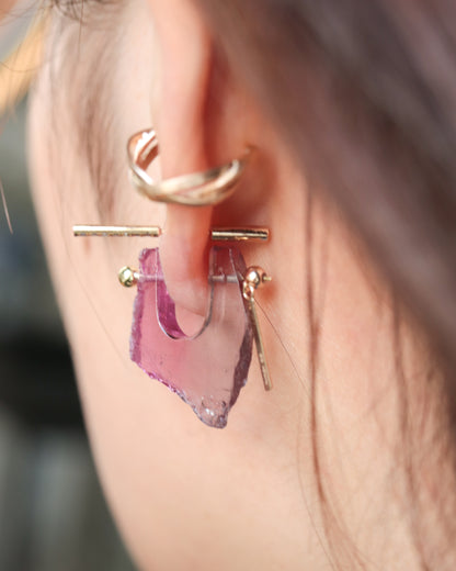 Rock Pierced Earring - Tourmaline -