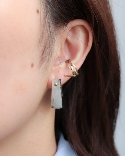 Rock Pierced Earring - Green Tourmaline -