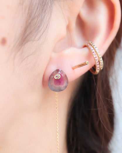 Flat Pierced Earring - Bicolor Tourmaline -