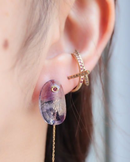 Baton Pieced Earring - Diamond -