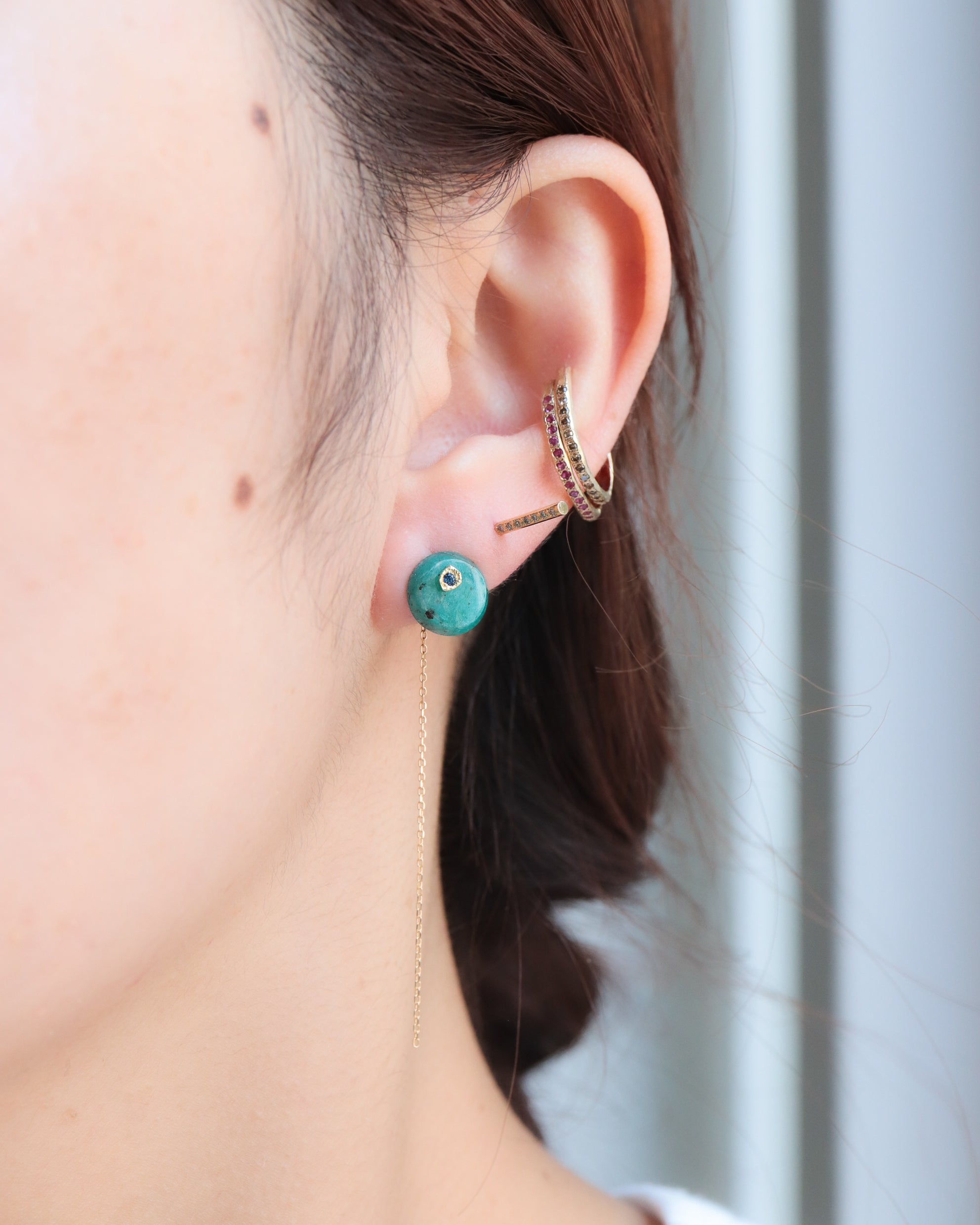 Flat Pierced Earring - Amazonite -