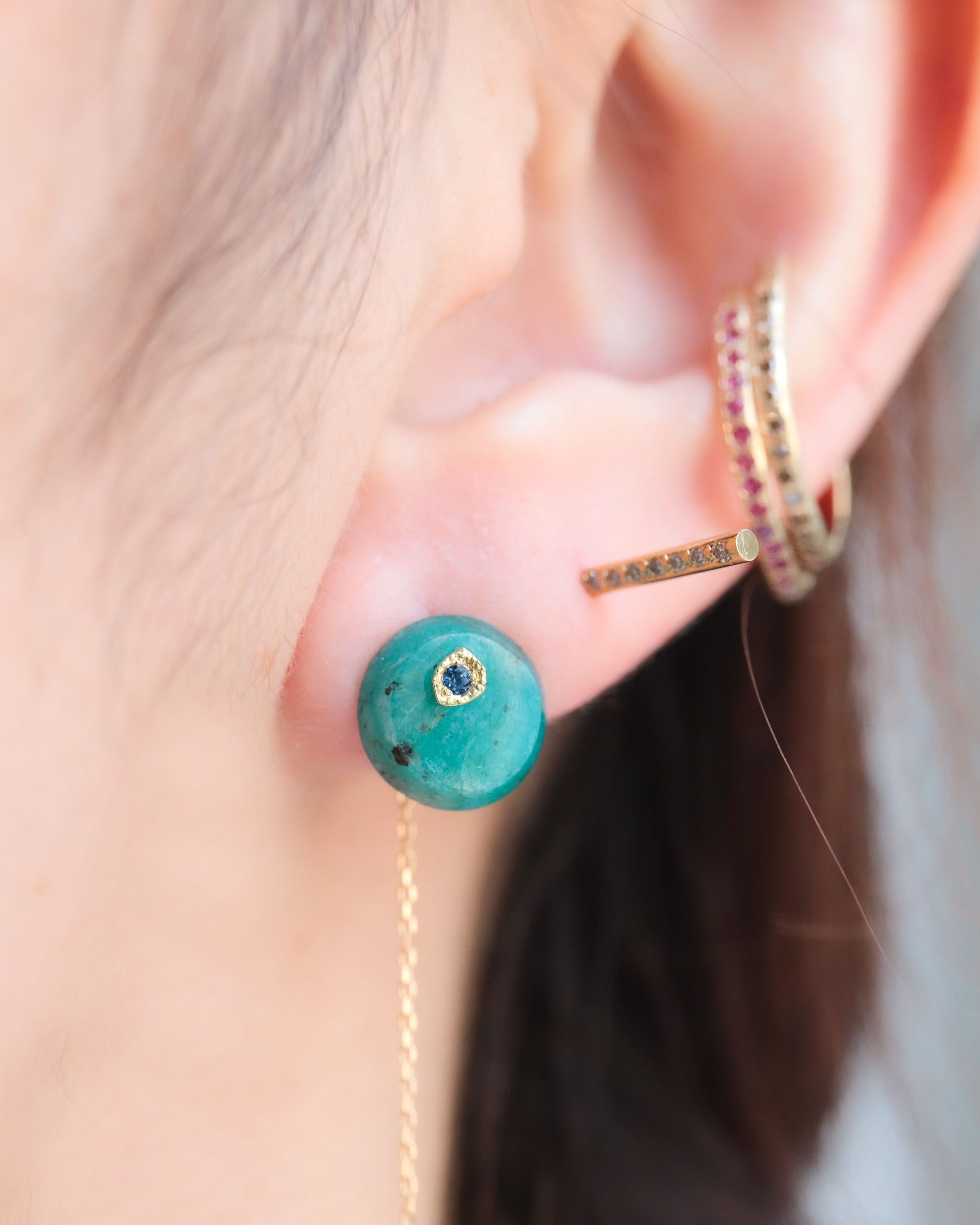 Flat Pierced Earring - Amazonite -