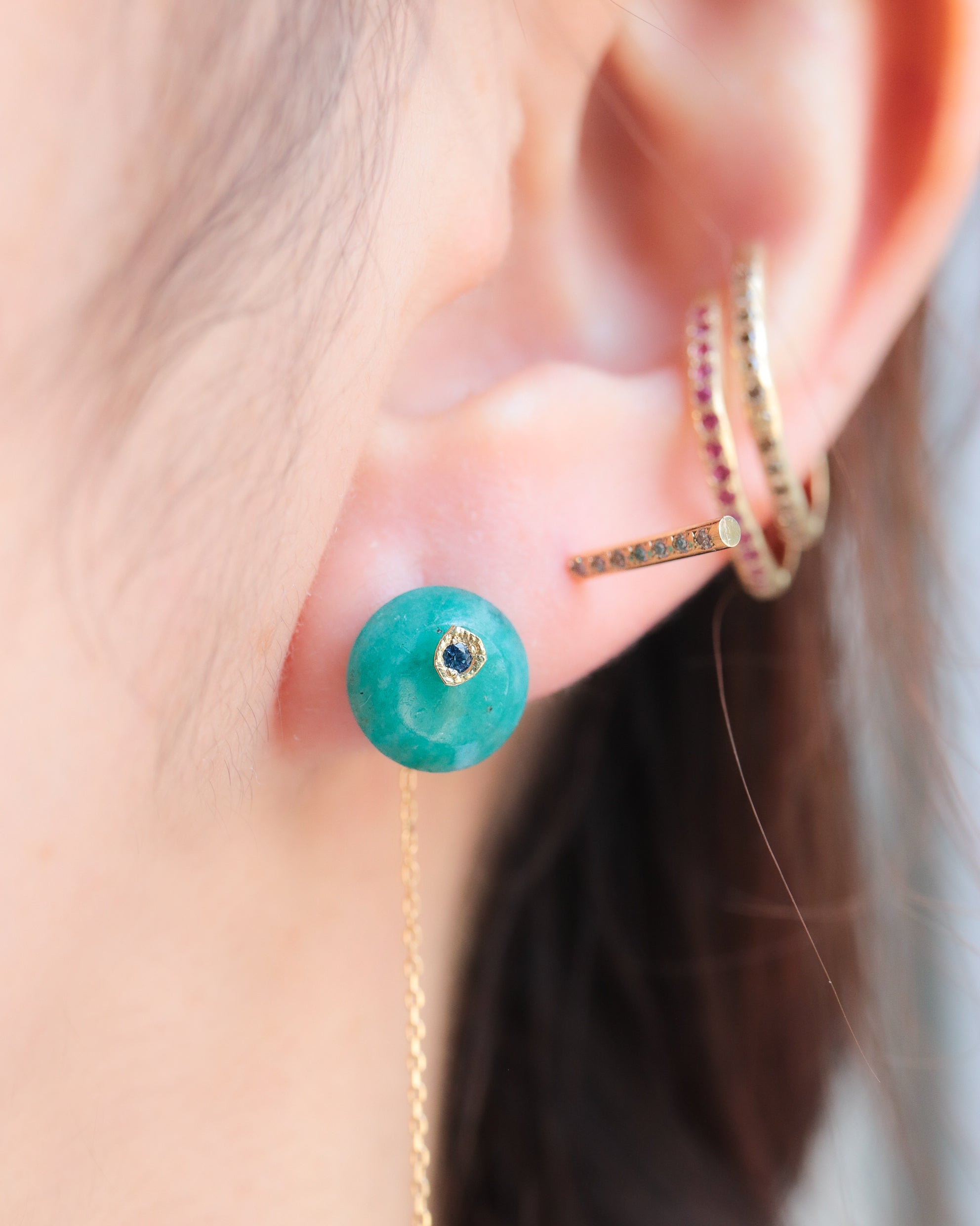 Flat Pierced Earring - Amazonite -