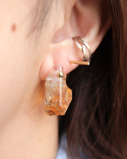 Rock Pierced Earring - Citrine -