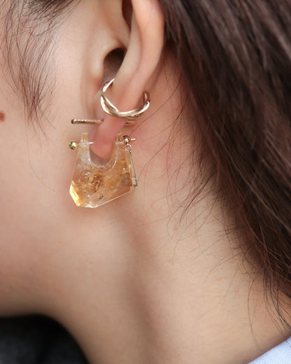 Rock Pierced Earring - Citrine -