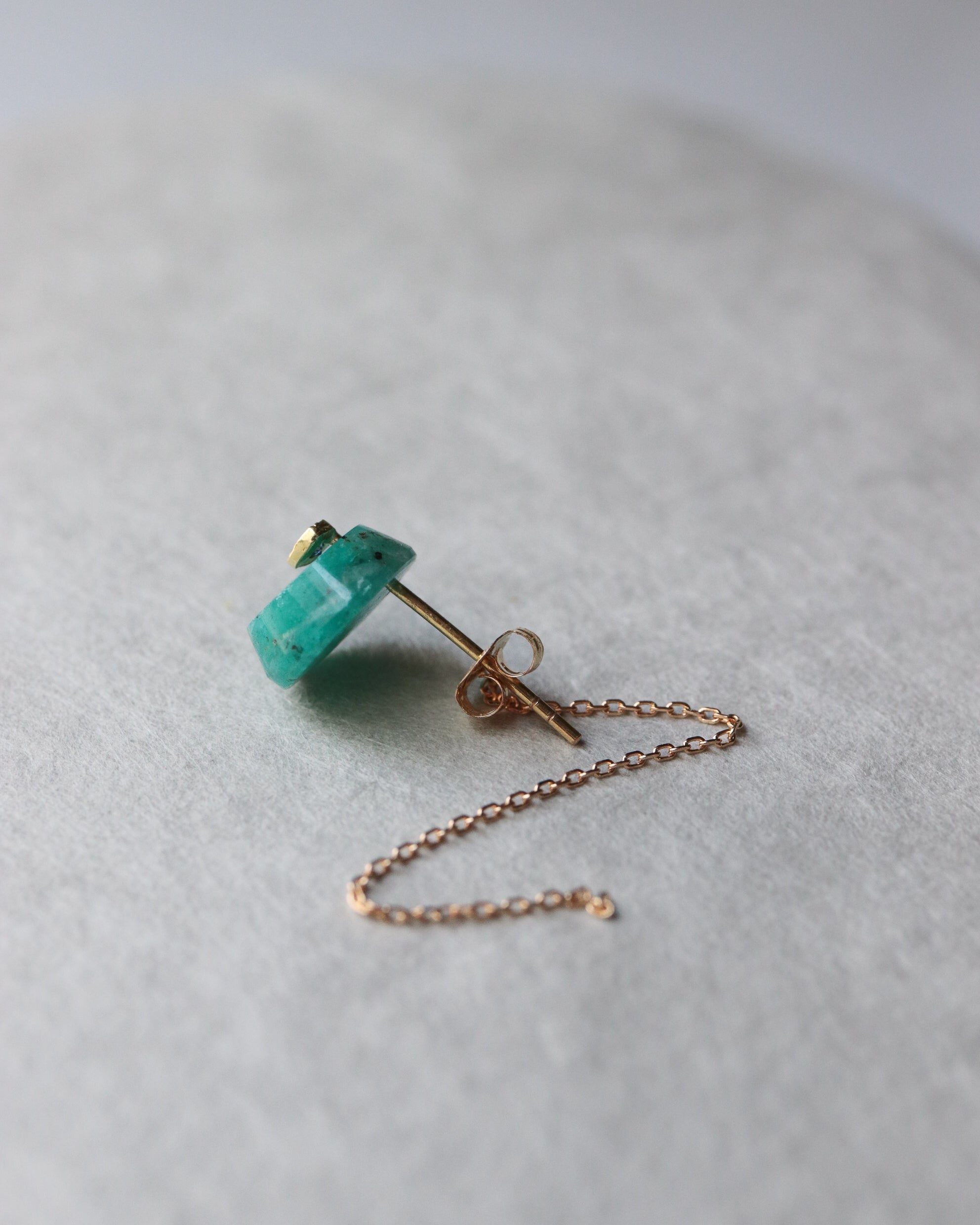 Flat Pierced Earring - Amazonite -