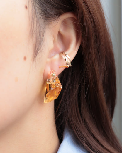 Rock Pierced Earring - Citrine -