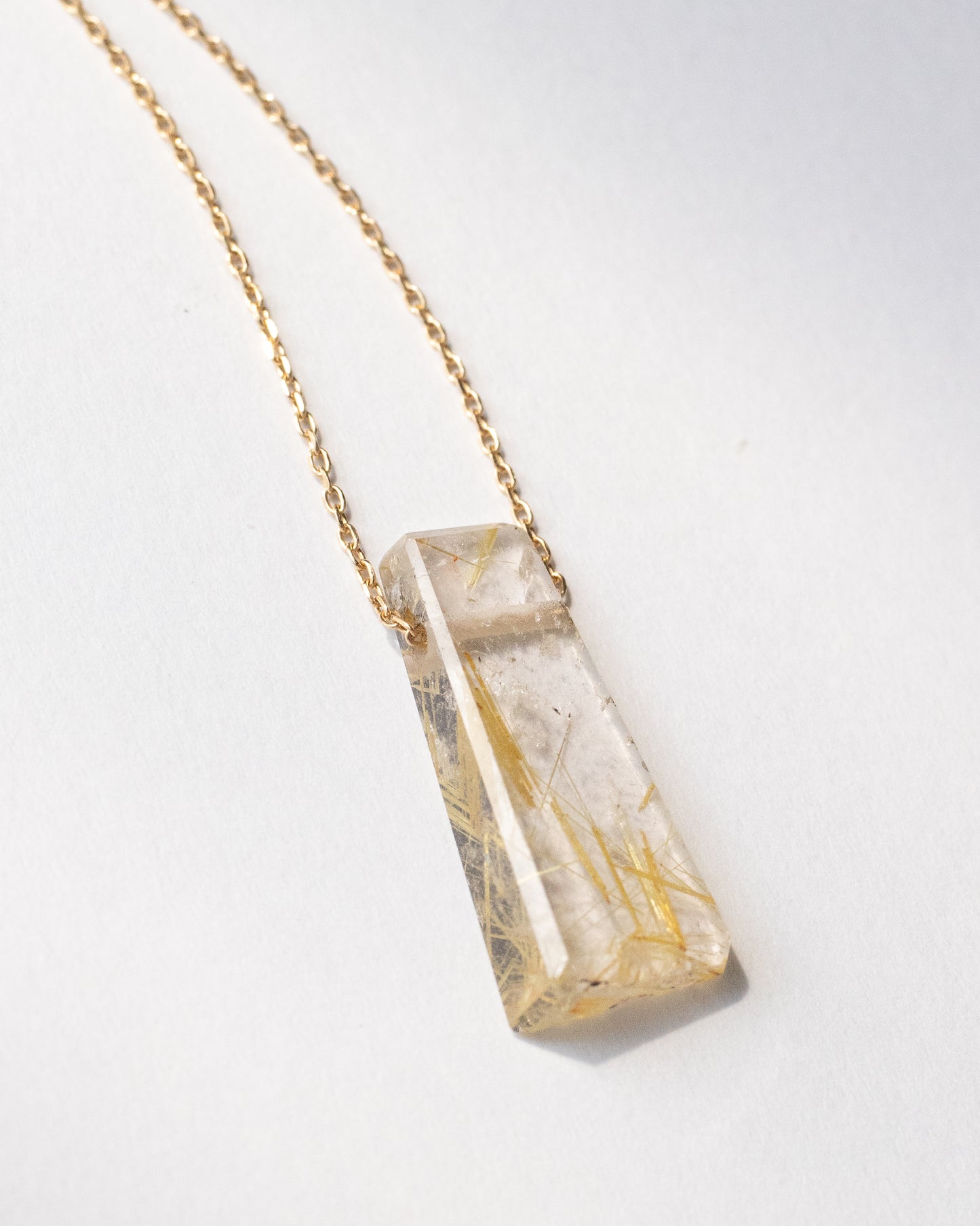 Rock Necklace - Golden Rutilated Quartz -