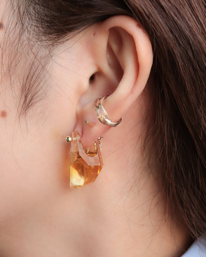 Rock Pierced Earring - Citrine -