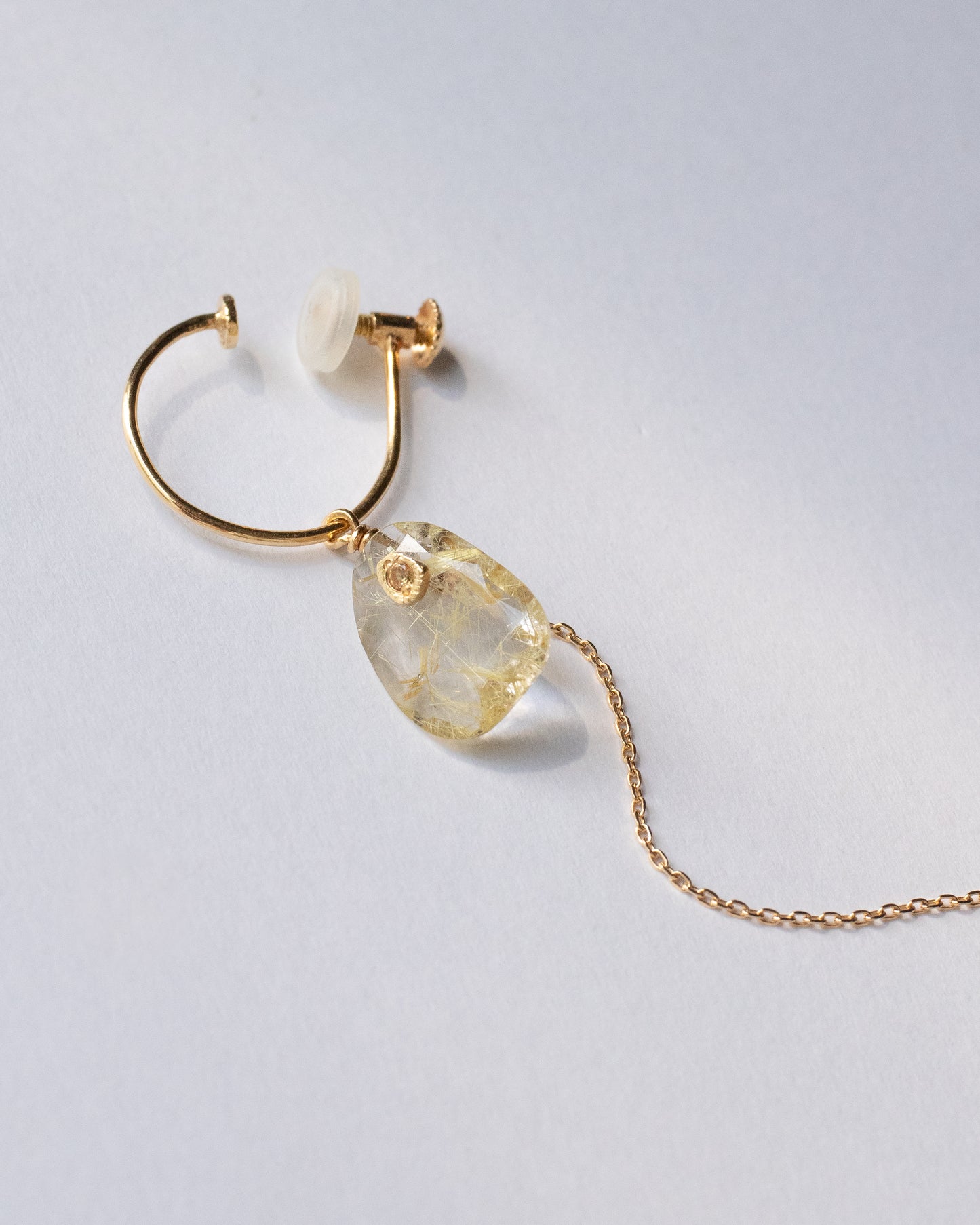 Flat Earring - Golden Rutilated Quartz -