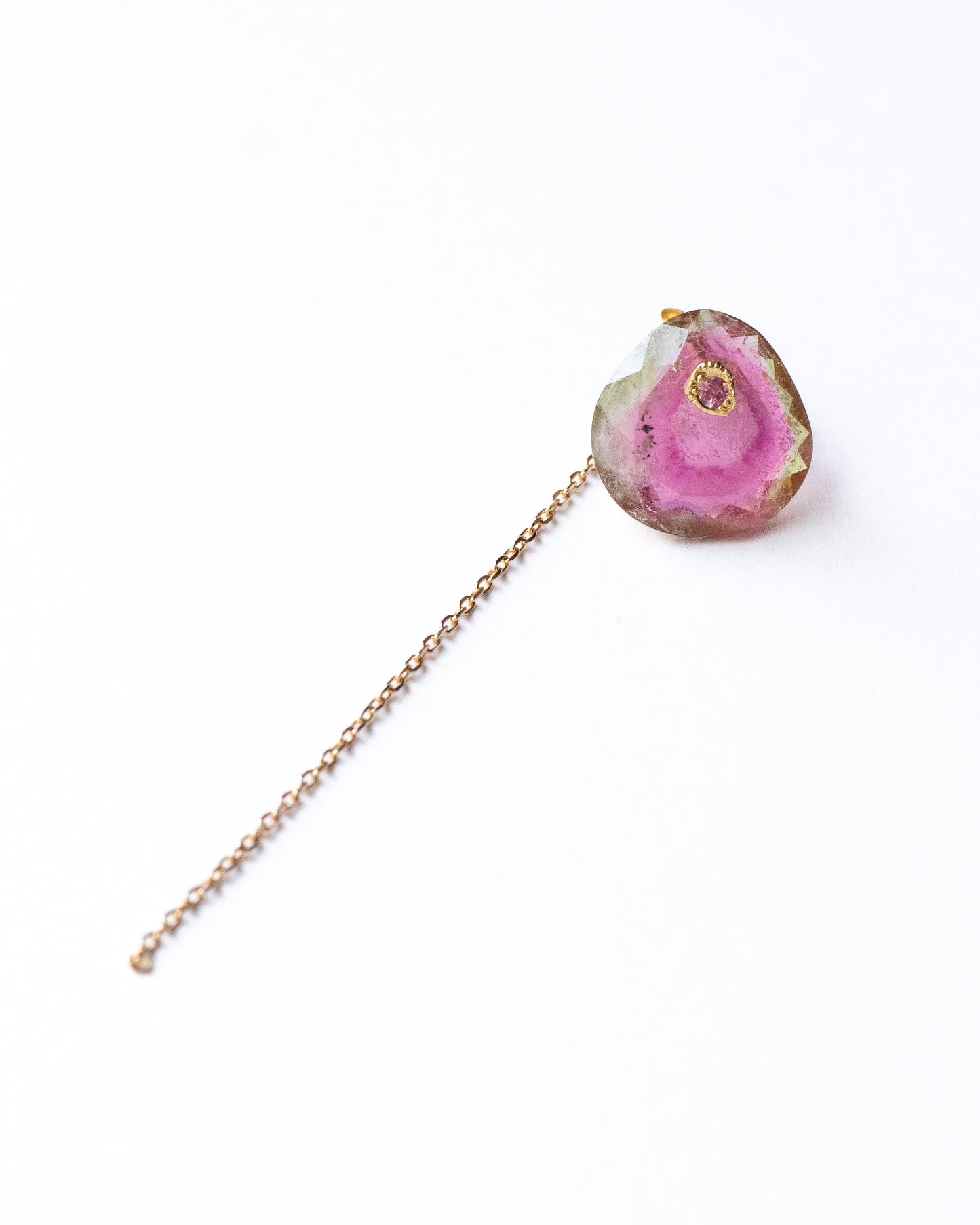 Flat Pierced Earring - Bicolor Tourmaline -