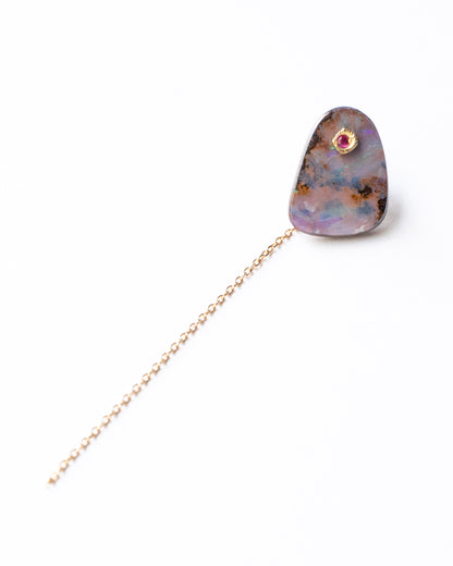 Flat Pierced Earring - Boulder Opal -