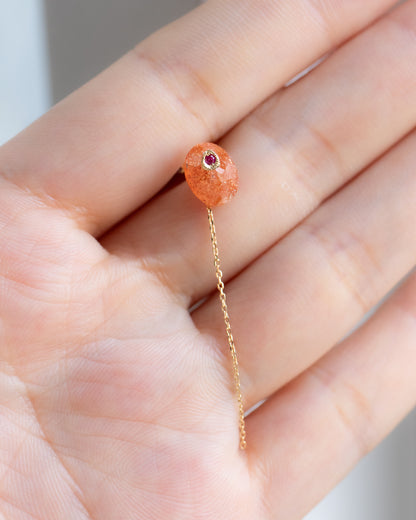 Flat Pierced Earring - Sunstone -