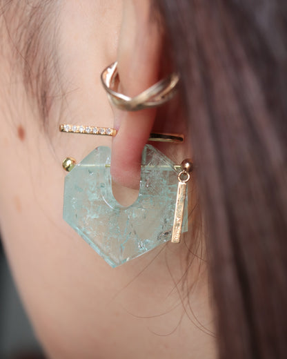 Rock Pierced Earring - Aquamarine -