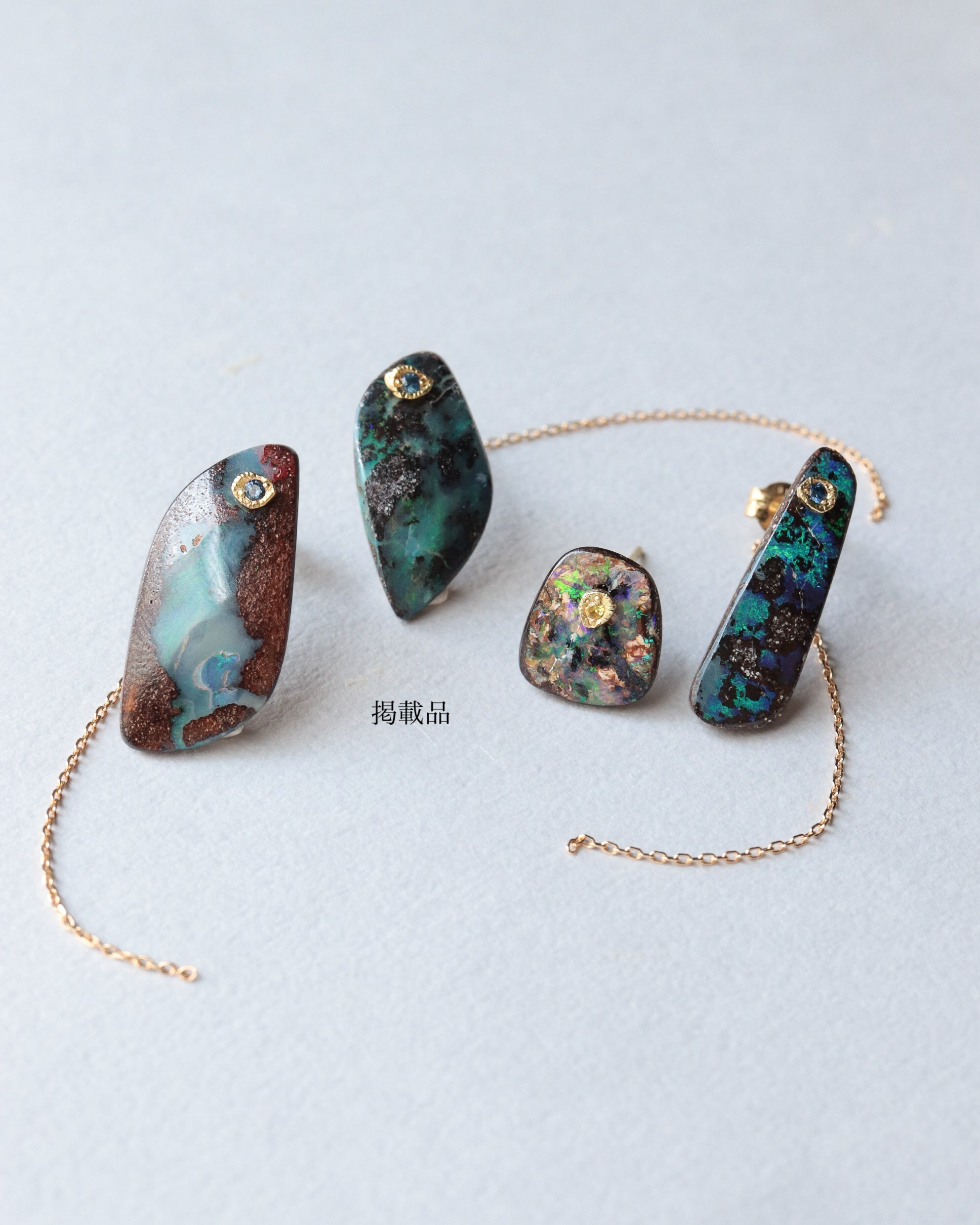 Flat Pierced Earring - Boulder Opal