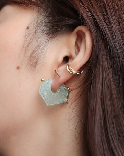 Rock Pierced Earring - Aquamarine -