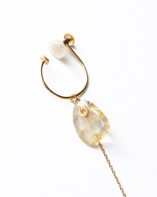 Flat Earring - Golden Rutilated Quartz -