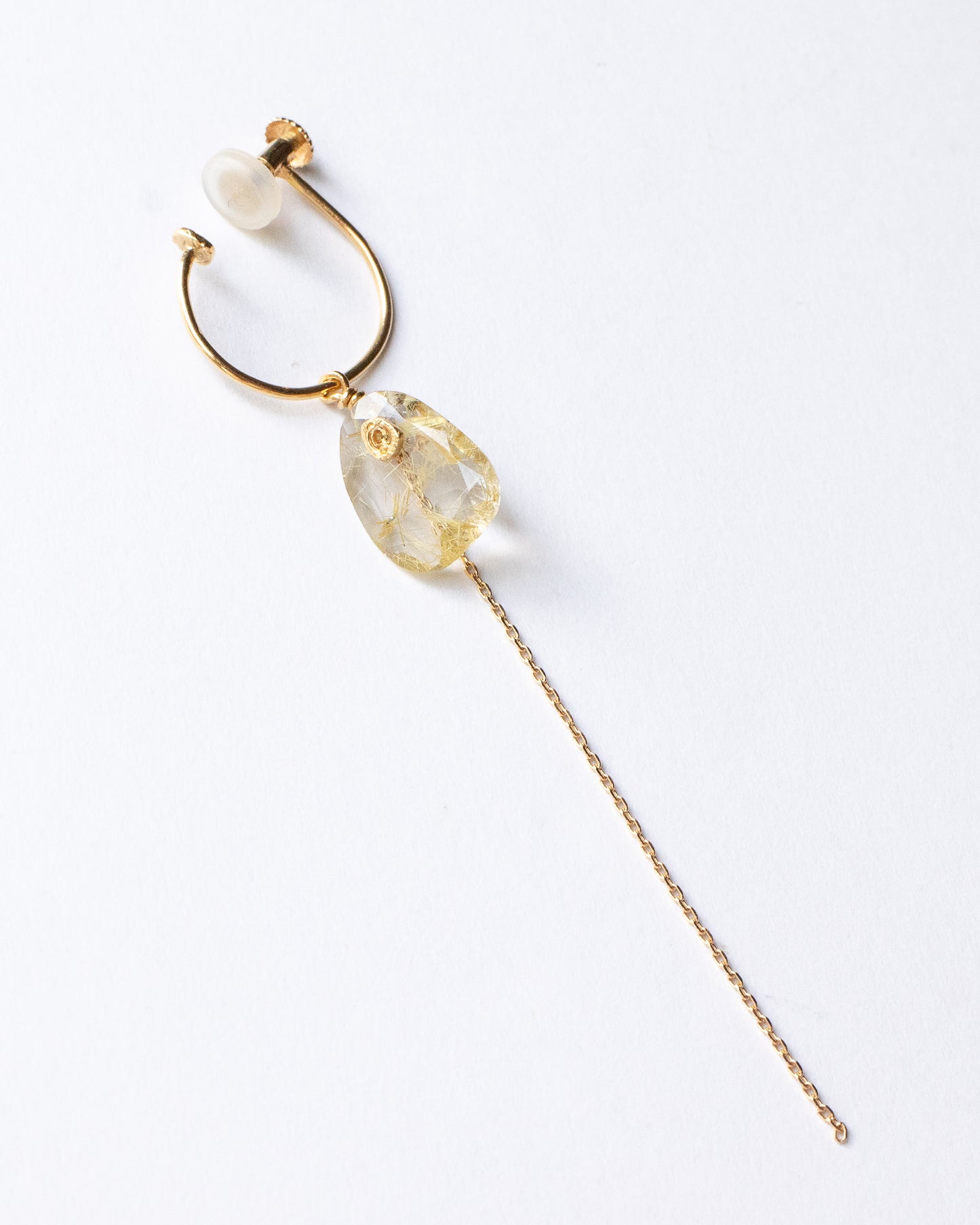 Flat Earring - Golden Rutilated Quartz -