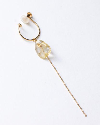 Flat Earring - Golden Rutilated Quartz -