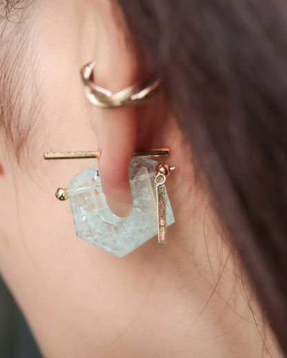 Rock Pierced Earring - Aquamarine -