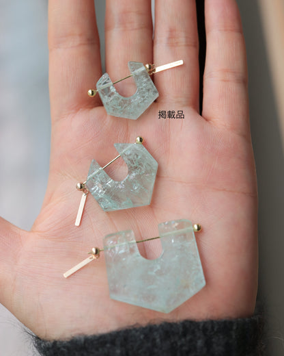 Rock Pierced Earring - Aquamarine -