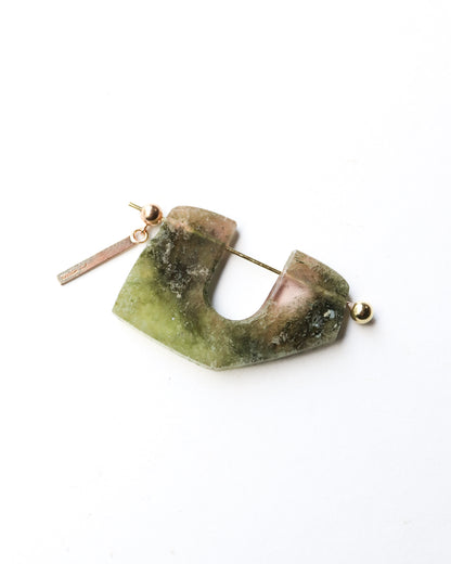 Rock Pierced Earring - Tourmaline -