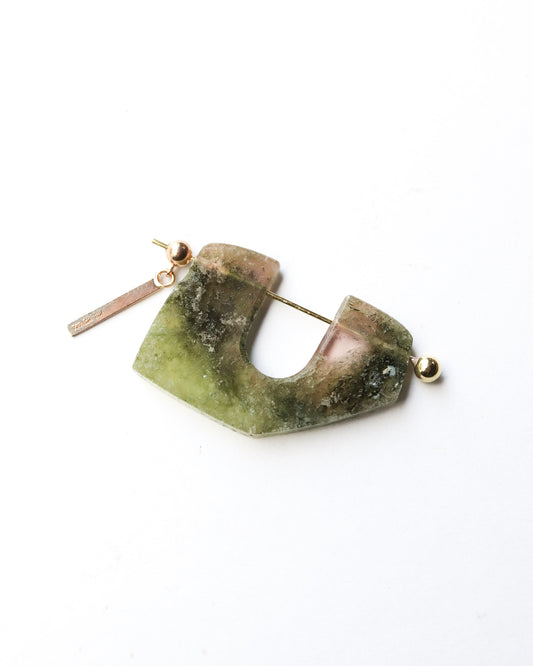 Rock Pierced Earring - Tourmaline -