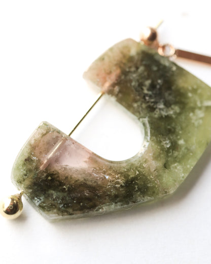 Rock Pierced Earring - Tourmaline -