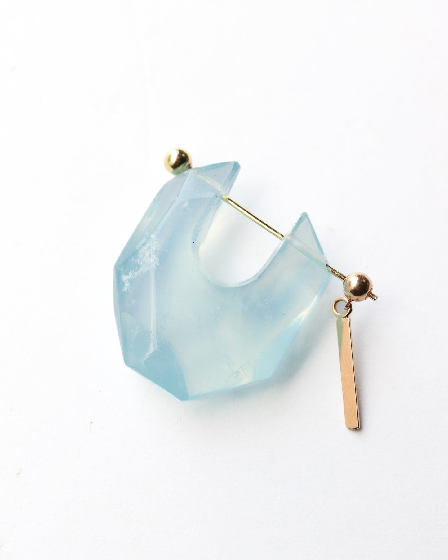 Rock Pierced Earring - Aquamarine -