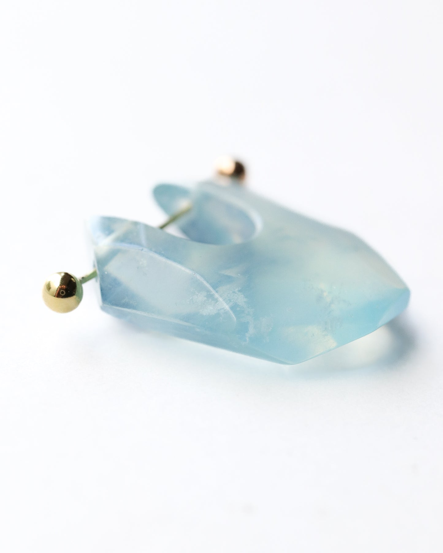 Rock Pierced Earring - Aquamarine -