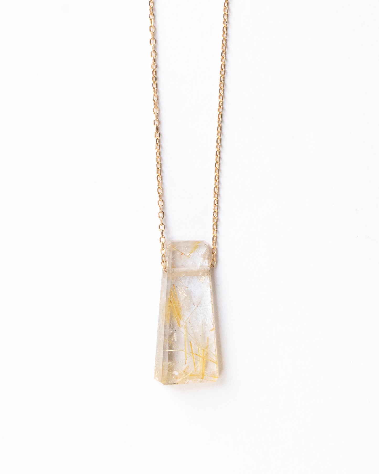 Rock Necklace - Golden Rutilated Quartz -