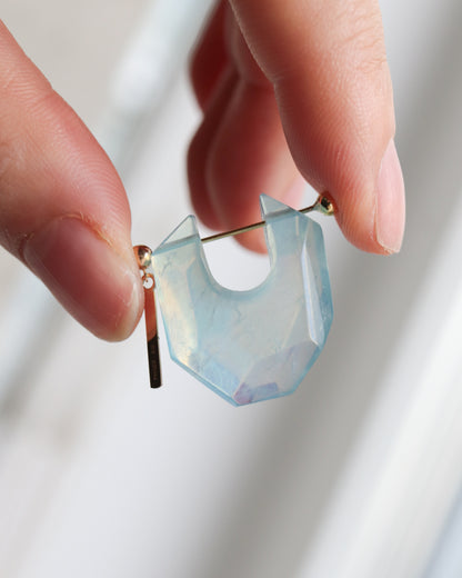 Rock Pierced Earring - Aquamarine -