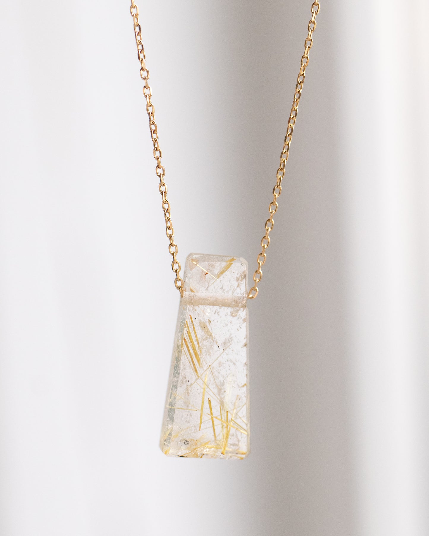 Rock Necklace - Golden Rutilated Quartz -