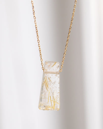 Rock Necklace - Golden Rutilated Quartz -