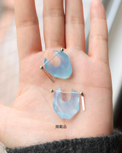 Rock Pierced Earring - Aquamarine -