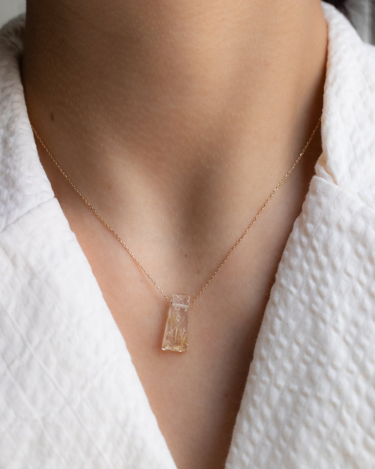 Rock Necklace - Golden Rutilated Quartz -