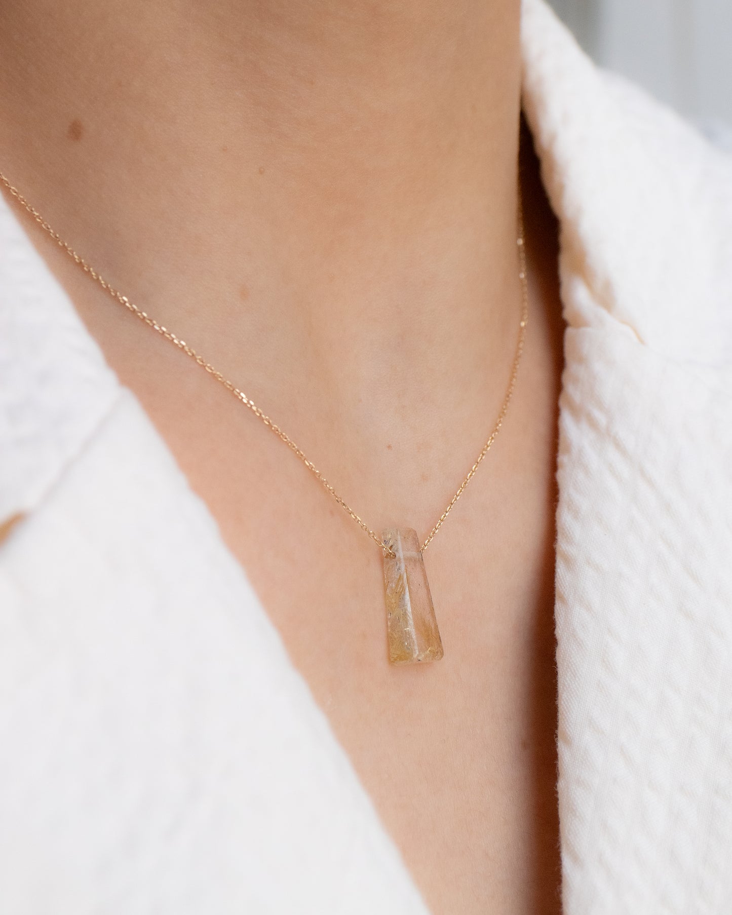 Rock Necklace - Golden Rutilated Quartz -