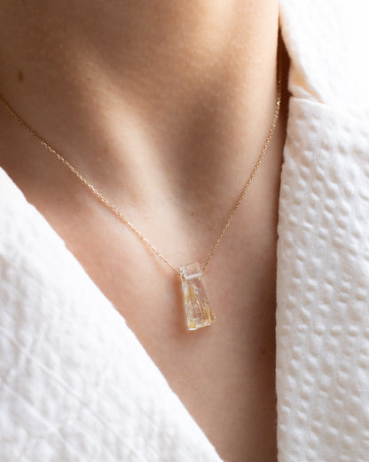 Rock Necklace - Golden Rutilated Quartz -