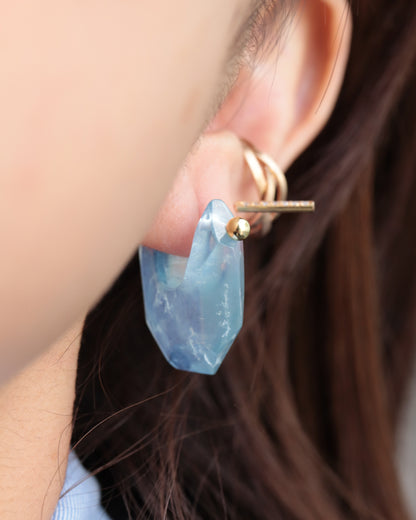 Rock Pierced Earring - Aquamarine -