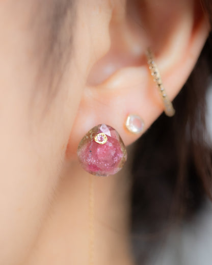 Flat Pierced Earring - Bicolor Tourmaline -