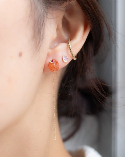 Flat Pierced Earring - Sunstone -