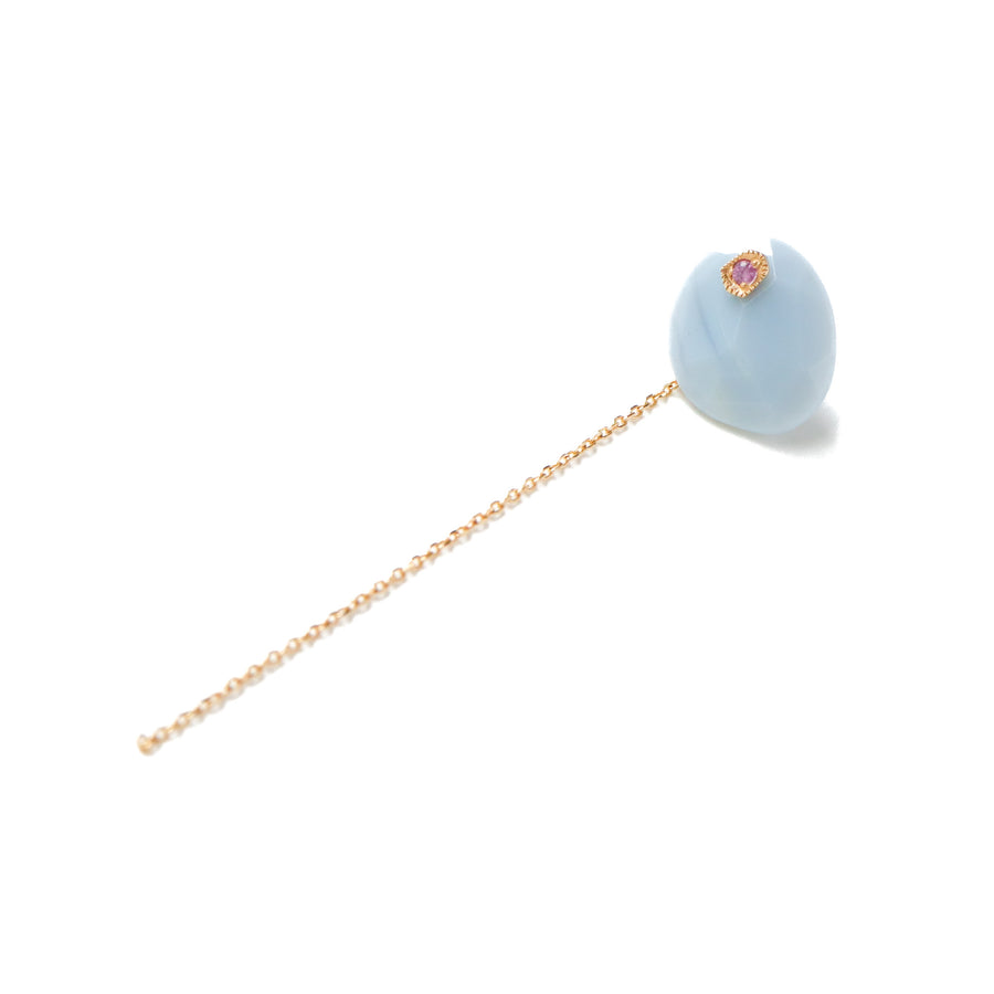 Flat Pierced Earring - Blue Opal -