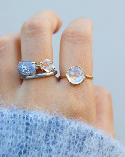 Milgrain Ring - Rainbow Moonstone -