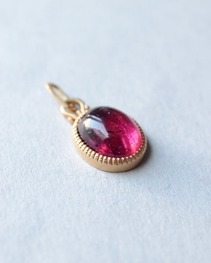 HorseShoe Milgrain Necklace - Rubellite -