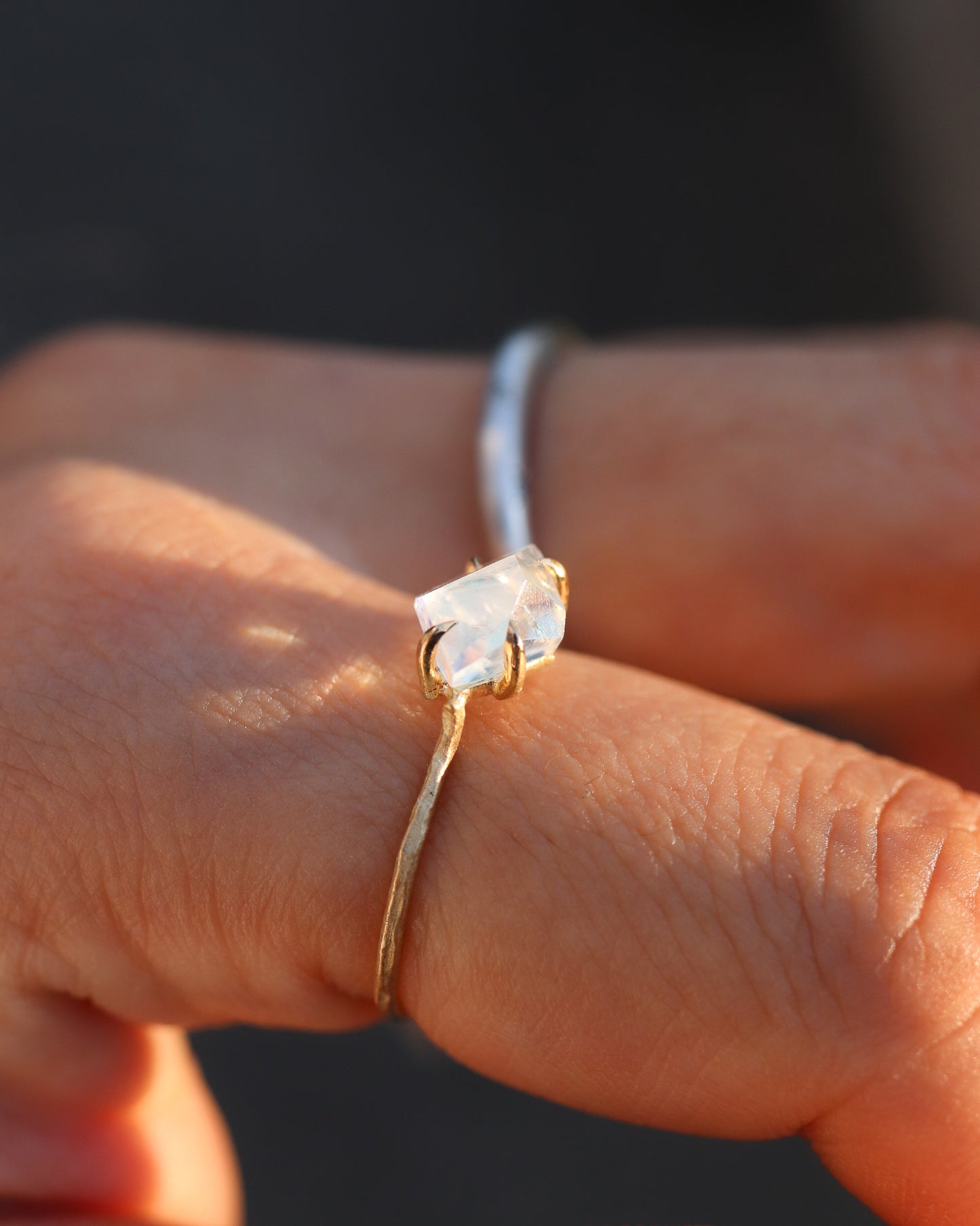 Flat Ring - Rainbow Moonstone -