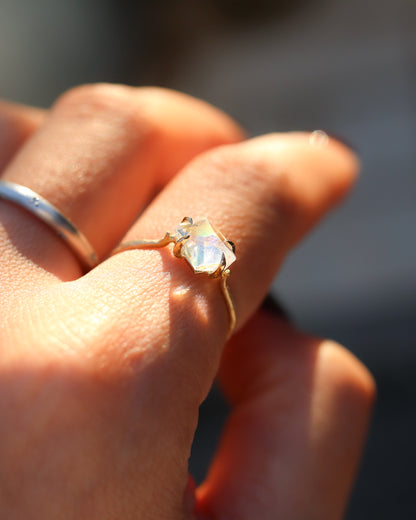 Flat Ring - Rainbow Moonstone -