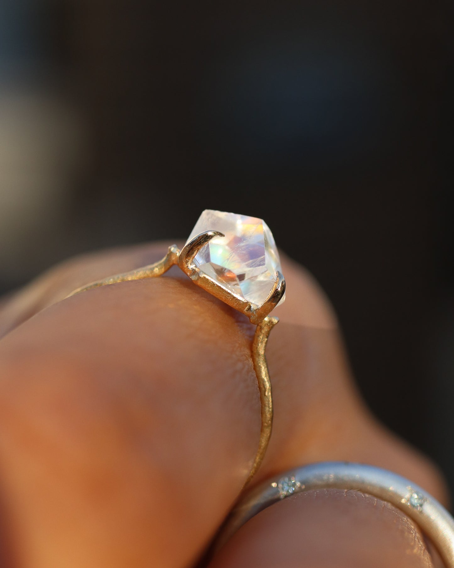 Flat Ring - Rainbow Moonstone -