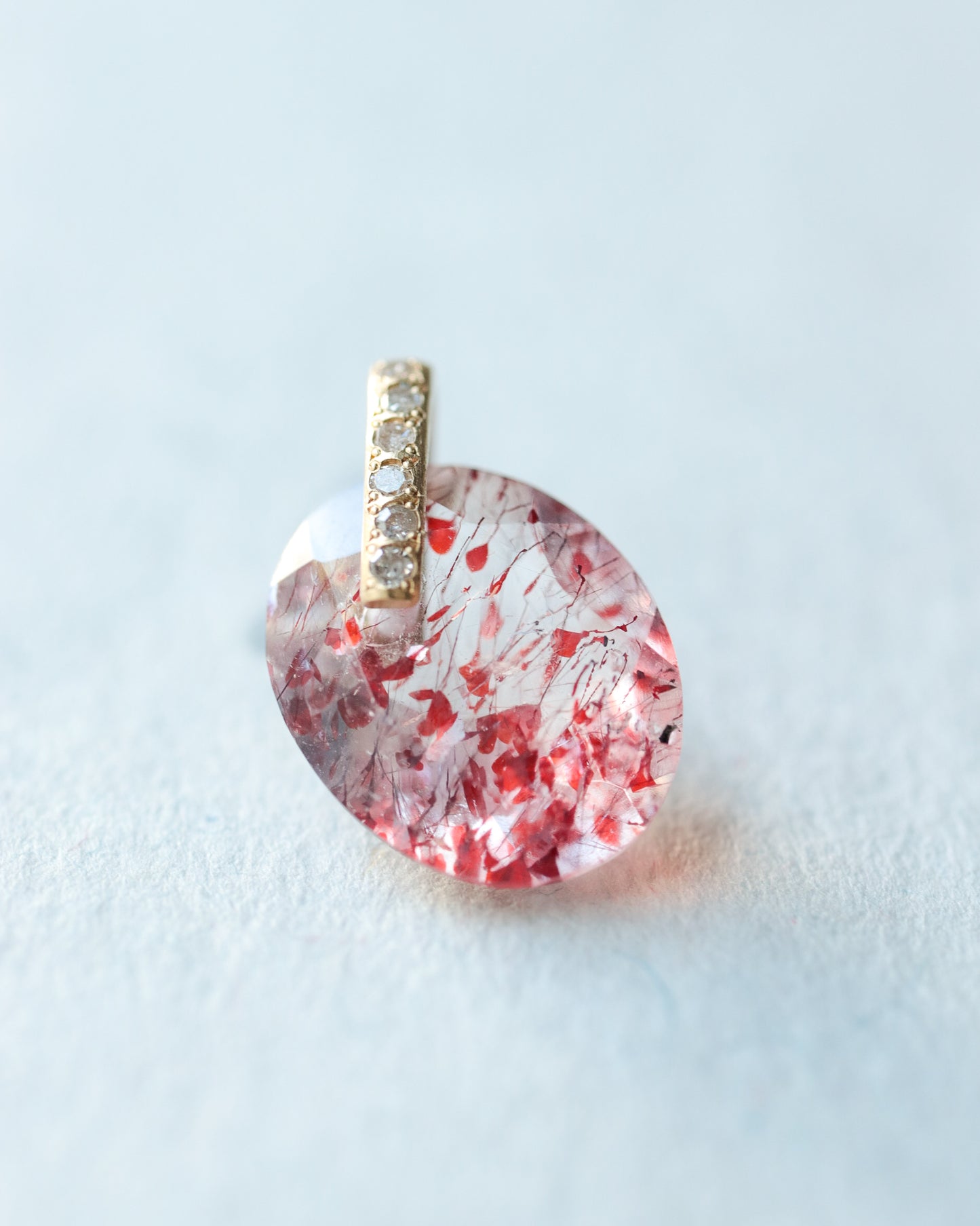 Hibiki Stone Necklace - Strawberry Quartz / Diamond -