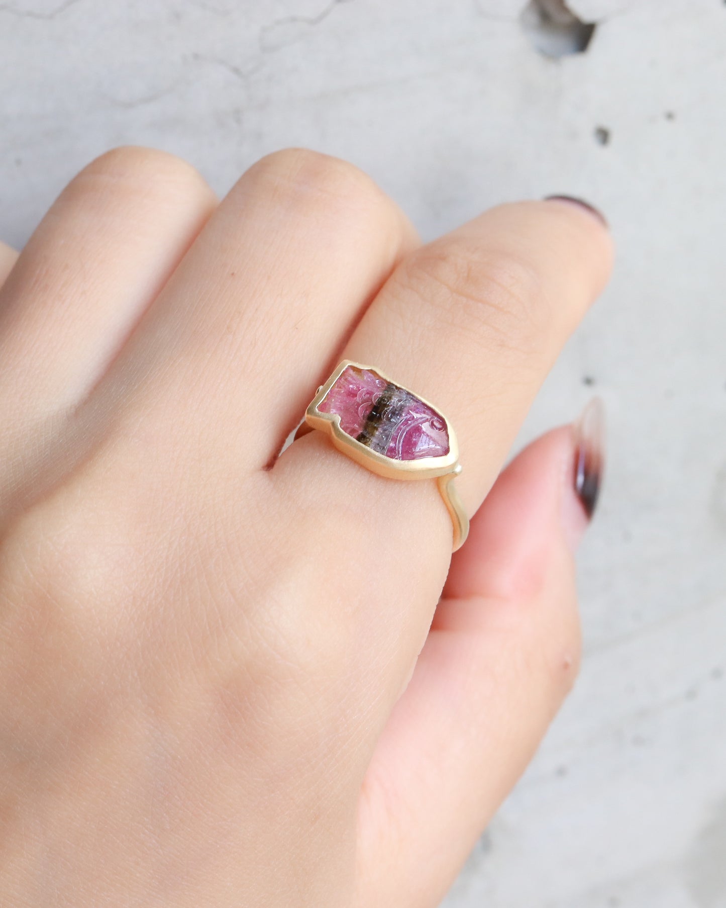 Collet Ring - Sakana / Bicolor Tourmaline-